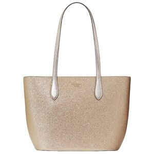 Kate Spade Glimmer Large Top Zip Tote Shoulder Bag Gold Glitter NWT